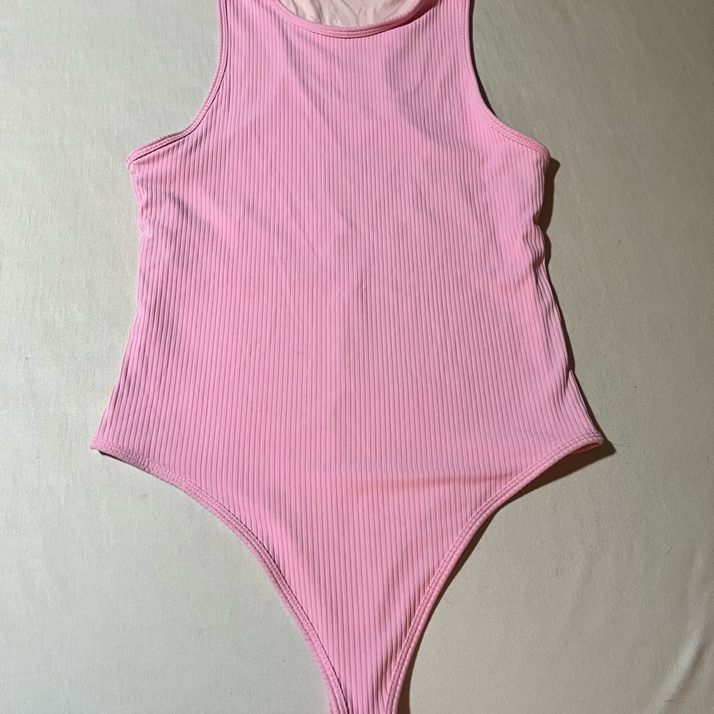 Klassy Network Pink Ribbed Bodysuit Size M